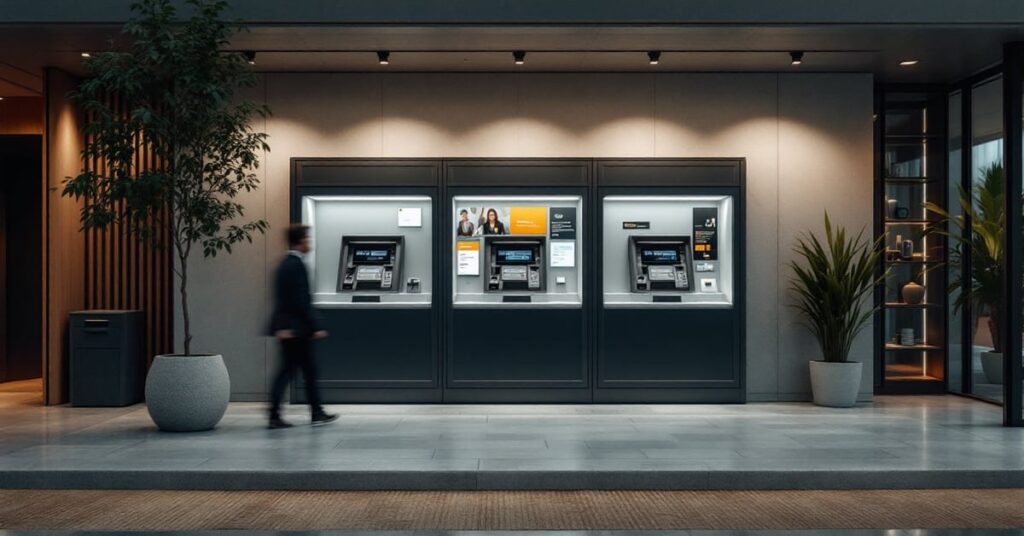 Agence Caisse d'Épargne à proximité avec distributeur automatique en milieu urbain moderne